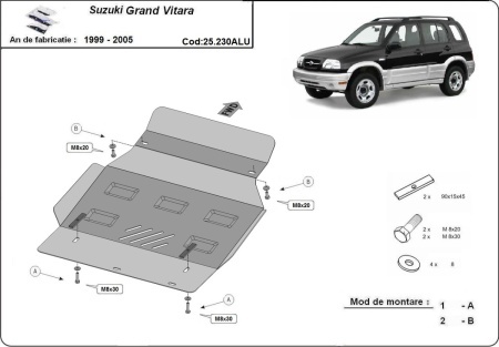 Scut motor din aluminiu Suzuki Grand Vitara 1999 - 2005 - Img 3