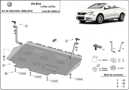 Scut motor din aluminiu VW EOS 2006 - 2015 - Img 3
