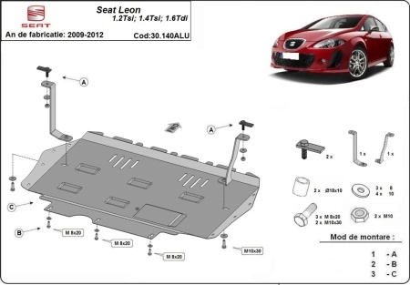 Scut motor și cutie de viteză din aluminiu Seat Leon 2009 - 2012 - Img 3