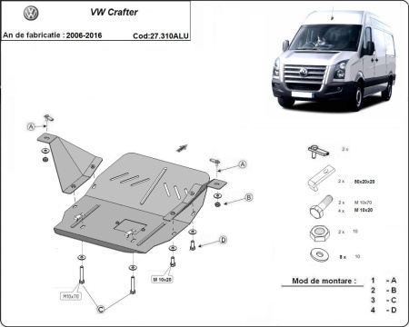 Scut motor și cutie de viteză din aluminiu Volkswagen Crafter 2006 - 2016 - Img 3