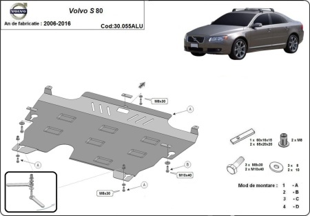Scut motor și cutie de viteză din aluminiu Volvo S80 2006 - 2016 - Img 3