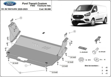 Scut motor și cutie de viteză Ford Transit Custom 2020 - 2023 - Img 3