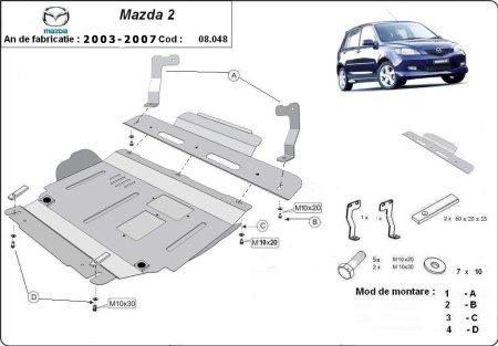 Scut motor și cutie de viteză Mazda 2 2003 - 2007 - Img 3