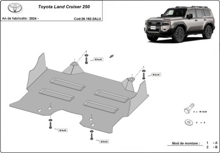 Scut motor si grup fata Toyota Land Cruiser 250 - Aluminiu 2024 - 2026 - Img 2