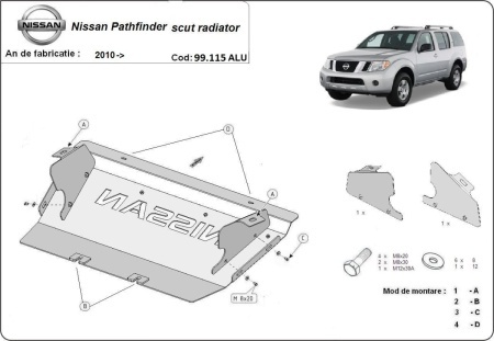 Scut radiator din aluminiu Nissan Pathfinder 2010 - 2026 - Img 2