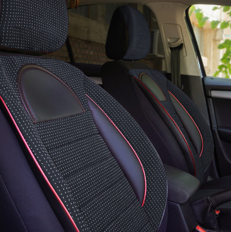Set huse scaun material textil Racing negru cu rosu - Img 4