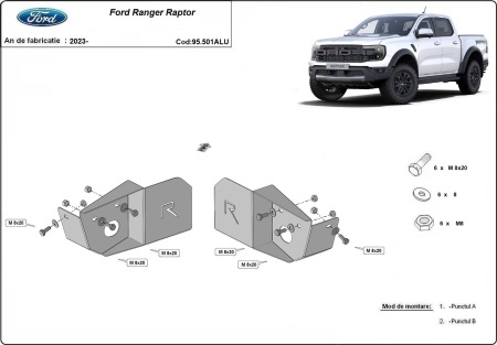 Scut de protecție din aluminiu pentru senzorul brațului de suspensie spate Ford Ranger Raptor 2023 - 2026 - Img 3