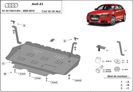 Scut motor din aluminiu Audi A3 2003 - 2012 - Img 3