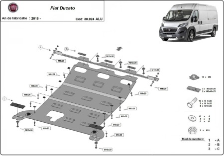 Scut motor din aluminiu Fiat Ducato 2016 - 2026 - Img 3