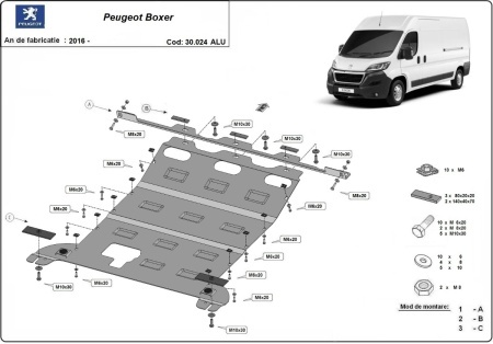 Scut motor din aluminiu Peugeot Boxer 2016 - 2026 - Img 3