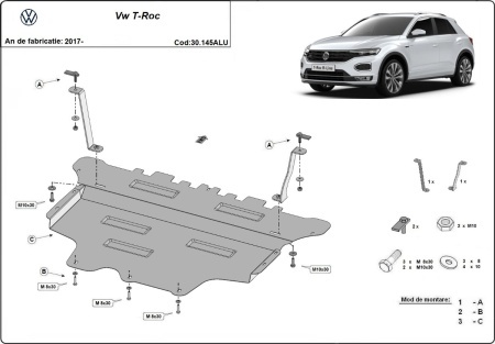Scut motor din aluminiu Volkswagen T-Roc 2017 - 2026 - Img 3