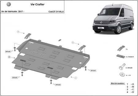 Scut motor din aluminiu Vw Crafter 2017 - 2026 - Img 3