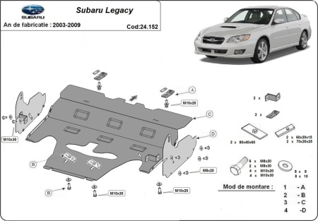 Scut motor metalic Subaru Legacy 2003 - 2009 - Img 3
