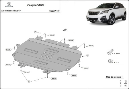Scut motor și cutie de viteză Peugeot 3008 2017 - 2026 - Img 3
