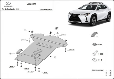 Scut antifurt din aluminiu pentru catalizator Lexus UX 2019 - 2026 - Img 3