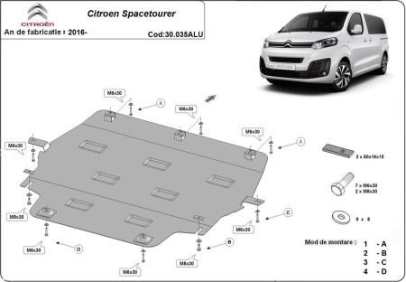 Scut motor din aluminiu Citroen Spacetourer 2016 - 2026 - Img 3