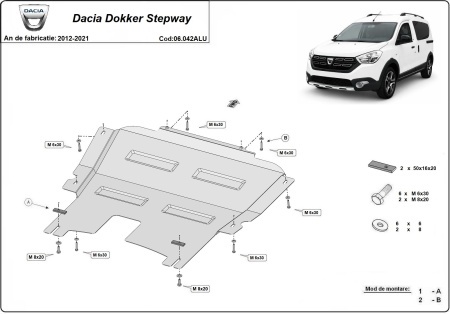 Scut motor din aluminiu DACIA Dokker Stepway 2012 - 2021 - Img 3