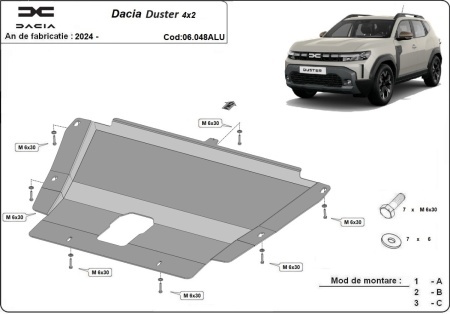 Scut motor din aluminiu Dacia Duster - 4x2 +4x4 2024 - 2026 - Img 3