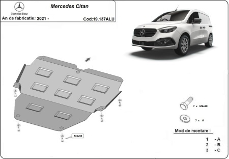 Scut motor din aluminiu Mercedes Citan 2021 - 2026 - Img 3