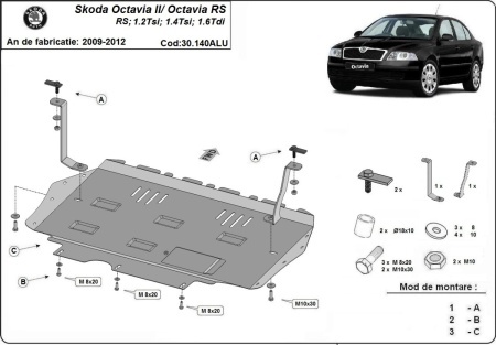 Scut motor din aluminiu Skoda Octavia 2 2009 - 2012 - Img 3