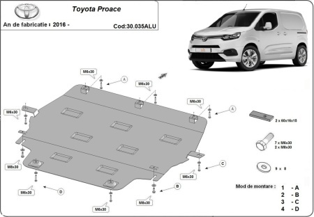 Scut motor din aluminiu Toyota Proace 2016 - 2026 - Img 3