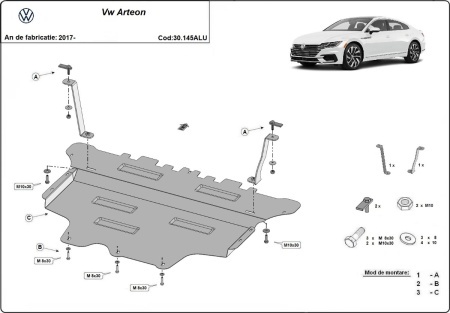 Scut motor din aluminiu Volkswagen Arteon 2017 - 2026 - Img 3