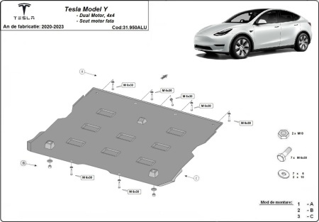 Scut motor faţă din aluminiu Tesla Model Y AWD 2020 - 2023 - Img 3