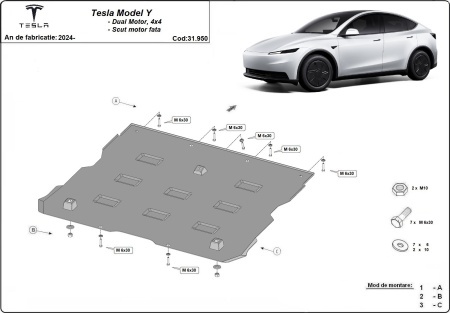 Scut motor faţă Tesla Model Y AWD 2024 - 2026 - Img 3