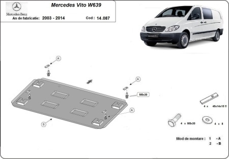 Scut motor metalic Mercedes Vito W639 - 2.2 D 4x2, 4x4 2003 - 2014 - Img 3