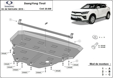 Scut motor metalic SsangYong Tivoli 2015 - 2023 - Img 3