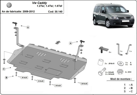 Scut motor metalic Volkswagen Caddy 2010 - 2012 - Img 3