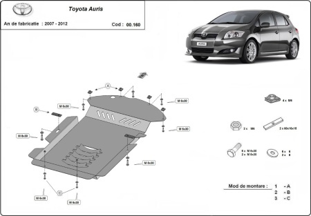 Scut antifurt catalizator pentru Toyota Auris 2007 - 2012 - Img 3