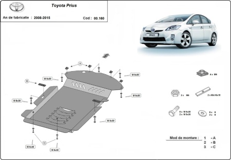 Scut antifurt catalizator pentru Toyota Prius 3 2008 - 2015 - Img 3