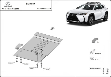 Scut antifurt din aluminiu pentru catalizator Lexus UX 2019 - 2026 - Img 3