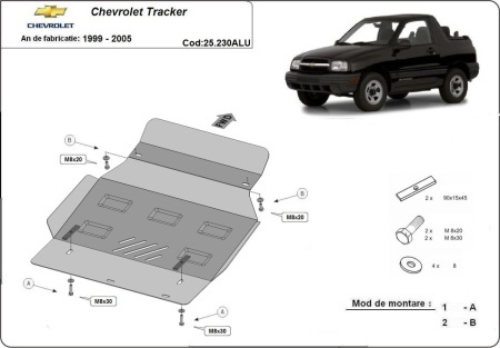Scut motor din aluminiu Chevrolet Tracker 1999 - 2005 - Img 3