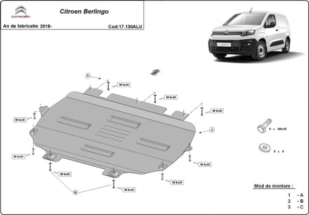 Scut motor din aluminiu Citroen Berlingo 2019 - 2026 - Img 3