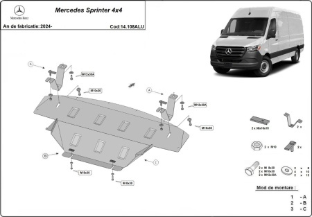 Scut motor din aluminiu Mercedes Sprinter 4x4 2024 - 2026 - Img 3