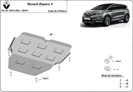 Scut motor din aluminiu Renault Espace 2016 - 2026 - Img 3