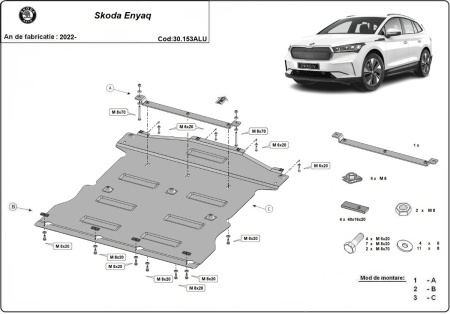 Scut motor din aluminiu Skoda Enyaq 2022 - 2026 - Img 3