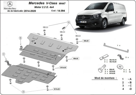 Scut motor Mercedes V-Class W447 - 2.2 D, 4x4 2014 - 2020 - Img 3