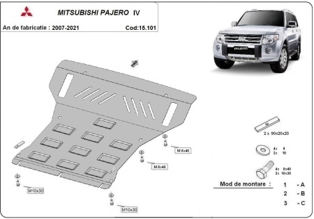 Scut motor și radiator Mitsubishi Pajero 4 (V80, V90) 2007 - 2021 - Img 3