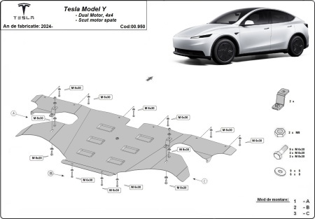 Scut motor spate Tesla Model Y AWD 2024 - 2026 - Img 3