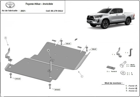 Scut reductor din aluminiu Toyota Hilux Invincible 2021 - 2026 - Img 2