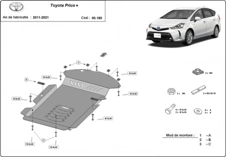 Scut antifurt catalizator pentru Toyota Prius 3 + 2011 - 2021 - Img 3