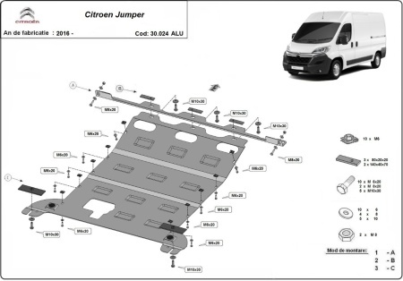 Scut motor din aluminiu Citroen Jumper 2016 - 2026 - Img 3