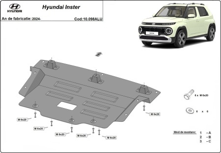 Scut motor din aluminiu Hyundai Inster 2024 - 2026 - Img 3