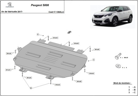 Scut motor din aluminiu Peugeot 5008 2017 - 2026 - Img 3