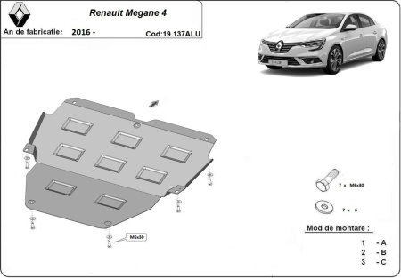 Scut motor din aluminiu Renault Megane IV 2016 - 2026 - Img 3