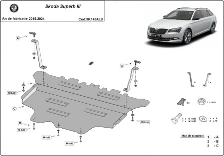 Scut motor din aluminiu Skoda Superb III 2015 - 2024 - Img 3