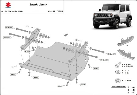 Scut motor din aluminiu Suzuki Jimny 2018 - 2026 - Img 3